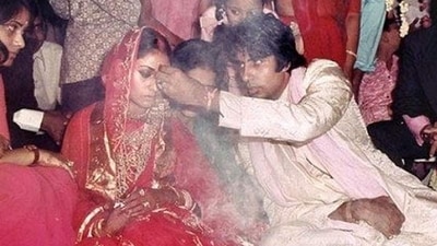 Jaya Bachchan and Amitabh Bachchan at their wedding in 1973. Jaya Bachchan and Amitabh Bachchan at their wedding in 1973.