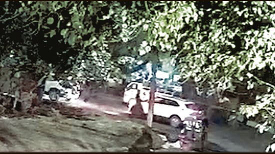 A CCTV camera captured the Hyundai Creta tailing the victim’s Kia in Sector 26, Chandigarh. (HT)