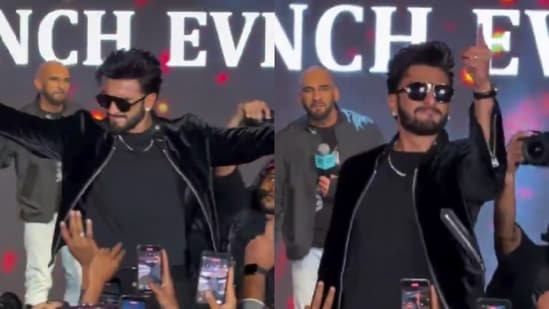 Ranveer Singh entertains fans with his energy at Dhurandhar music album launch event.