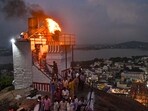 A lamp lit at Thiruparankundram temple as part of 'Karthigai Deepam' festival celebrations, in Madurai district, Tamil Nadu, on Wednesday. (PTI) A lamp lit at Thiruparankundram temple as part of 'Karthigai Deepam' festival celebrations, in Madurai district, Tamil Nadu, on Wednesday. (PTI)