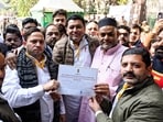 Candidate of All India Forward Bloc Mohd Imran Choudhary from Chandni Mahal wins the MCD by-election, in New Delhi on Wednesday. (ANI Photo)