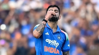 India's Virat Kohli celebrates after scoring a century (100 runs) during the second one-day international (ODI) against South Africa. (AFP) India's Virat Kohli celebrates after scoring a century (100 runs) during the second one-day international (ODI) against South Africa. (AFP)
