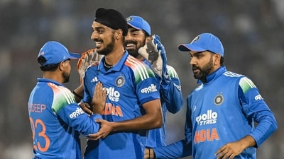 Arhsdeep Singh provided India with a brilliant start as he dismissed Quinton de Kock early. (AFP) Arhsdeep Singh provided India with a brilliant start as he dismissed Quinton de Kock early. (AFP)
