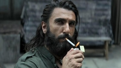 Ranveer Singh in a still from Dhurandhar. Ranveer Singh in a still from Dhurandhar.