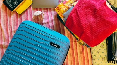 This blue cabin HRX suitcase is ready to get packed for easy airport moves and short trips. (Hindustan Times) This blue cabin HRX suitcase is ready to get packed for easy airport moves and short trips. (Hindustan Times)