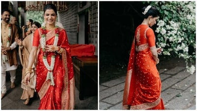 Samantha Ruth Prabhu's bridal saree showcases the country's rich heritage and textiles. (Instagram/ Arpita Mehta Official) Samantha Ruth Prabhu's bridal saree showcases the country's rich heritage and textiles. (Instagram/ Arpita Mehta Official)