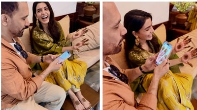 Samantha Ruth Prabhu shared delightful pictures from her mehendi ceremony where the actor's husband Raj Nidimoru turned photographer. Samantha Ruth Prabhu shared delightful pictures from her mehendi ceremony where the actor's husband Raj Nidimoru turned photographer.