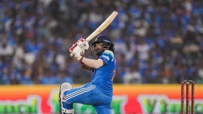 KL Rahul provided a final burst for India scoring 66 runs off 43 deliveries taking India's total to 358 at the end of the 50 overs. (PTI) KL Rahul provided a final burst for India scoring 66 runs off 43 deliveries taking India's total to 358 at the end of the 50 overs. (PTI)