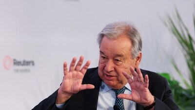 UN Secretary General Antonio Guterres speaks with Reuters Editor-in-Chief Alessandra Galloni (not pictured) during the Reuters NEXT conference, in New York City, New York, U.S. (REUTERS)