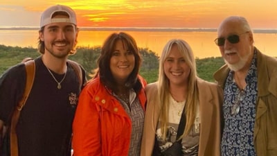 Steve Cropper (first from right) with his wife Angel Cropper (2nd from left) and their two children. (Steve Cropper on Instagram)
