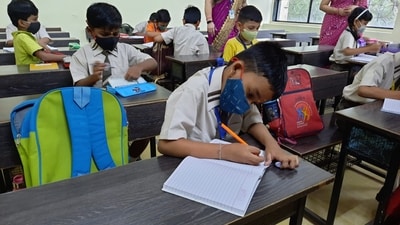 Visuals from Anand Vishwa Gurukul School in Thane. (Praful Gangurde/HT photo) Visuals from Anand Vishwa Gurukul School in Thane. (Praful Gangurde/HT photo)