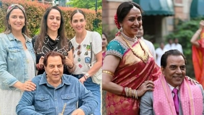 Hema Malini with the late Dharmendra and their two daughters, Esha and Ahana Deol