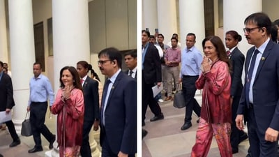 Nita Ambani was spotted in Delhi's Connaught Place. Nita Ambani was spotted in Delhi's Connaught Place.