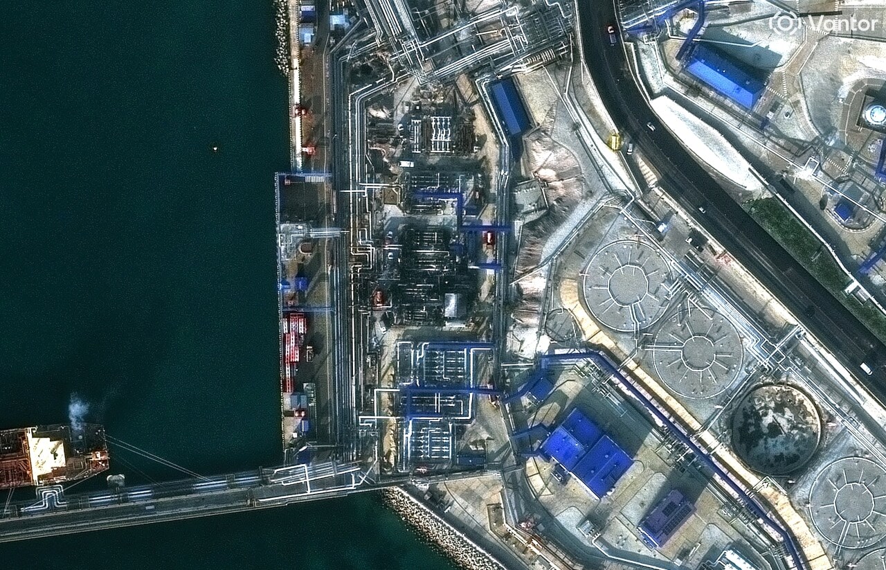 A satellite image shows the damage at Novorossiysk. A satellite image shows the damage at Novorossiysk.