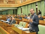 Chief minister Sukhvinder Singh Sukhu addresses the House during the winter session in Dharamshala on Wednesday. (ANI)