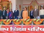 Chief minister Yogi Adityanath and others at the inaugural ceremony of Maharana Pratap Shiksha Parishad Founder’s Week. (HT)