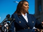 FILE - New York Attorney General, Letitia James, speaks after pleading not guilty outside the United States District Court, on Oct. 24, 2025, in Norfolk, Va. (AP Photo/John Clark, File)