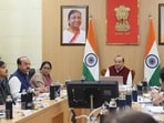 The meeting was attended by urban development minister Ashish Sood, chief secretary Rajeev Verma and representatives of civic and landowning bodies (HT photo)