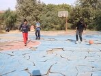 The uneven surface of a basketball court at Rajiv Gandhi Sports Complex in Rohtak. (Manoj Dhaka) The uneven surface of a basketball court at Rajiv Gandhi Sports Complex in Rohtak. (Manoj Dhaka)