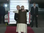 PM Modi receives Russian President Vladimir Putin with smiles, handshakes and hugs at Delhi's Palam airport.