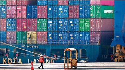 A cargo ship docked at Mundra Port in Gujarat. (AFP) A cargo ship docked at Mundra Port in Gujarat. (AFP)