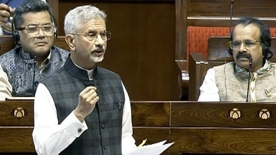Speaking about the Indian woman's deportation in the Rajya Sabha, the EAM stated that while Kaur was not handcuffed, she was maltreated during her detention. He added that India has raised the matter "strongly" with the US. (Sansad TV/ANI Video Grab) Speaking about the Indian woman's deportation in the Rajya Sabha, the EAM stated that while Kaur was not handcuffed, she was maltreated during her detention. He added that India has raised the matter "strongly" with the US. (Sansad TV/ANI Video Grab)