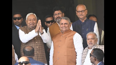 Bihar CM Nitish Kumar arrives during winter session at Bihar Assembly in Patna, Thursday (SANTOSH KUMAR/HT) Bihar CM Nitish Kumar arrives during winter session at Bihar Assembly in Patna, Thursday (SANTOSH KUMAR/HT)