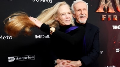 Director James Cameron and his wife, Suzy Amis Cameron, attend the premiere for the film 'Avatar: Fire and Ash', in Los Angeles, California, U.S., December 1, 2025. (REUTERS)
