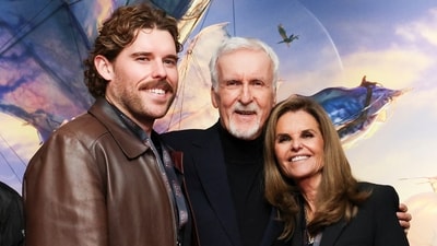 Christopher Schwarzenegger, Director James Cameron, and Maria Shriver attend the premiere for the film 'Avatar: Fire and Ash', in Los Angeles, California, U.S., December 1, 2025. (REUTERS)