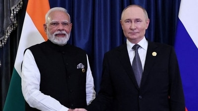 File photo of Prime Minister Narendra Modi and Russian President Vladimir Putin. (Sputnik/Alexander Kazakov/Pool via Reuters)