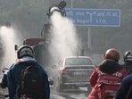 According to PWD, the exercise is aimed at controlling dust that settles on carriageways and dividers (HT photo) According to PWD, the exercise is aimed at controlling dust that settles on carriageways and dividers (HT photo)