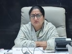 Delhi CM Rekha Gupta during the meeting.