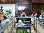 Chief Minister Pushkar Singh Dhami chairs a meeting of the Herbal Advisory Committee at the Secretariat.