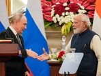 Vladimir Putin and Narendra Modi at a joint press meet after their meeting at Hyderabad House in New Delhi on Friday, December 5, 2025. Vladimir Putin and Narendra Modi at a joint press meet after their meeting at Hyderabad House in New Delhi on Friday, December 5, 2025.