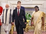 President Droupadi Murmu, Russian President Vladimir Putin and Prime Minister Narendra Modi attended a state banquet at Rashtrapati Bhavan on Friday. President Droupadi Murmu, Russian President Vladimir Putin and Prime Minister Narendra Modi attended a state banquet at Rashtrapati Bhavan on Friday.