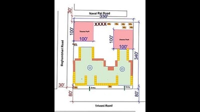 Map showing the vending zone and the two theme parks planned for Magh Mela 2026. (Sourced) Map showing the vending zone and the two theme parks planned for Magh Mela 2026. (Sourced)