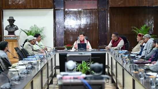 Chief Minister Pushkar Singh Dhami chairs a meeting of the Herbal Advisory Committee at the Secretariat.