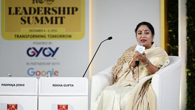 Delhi chief minister Rekha Gupta at the Hindustan Times Leadership Summit 2025 in New Delhi on Saturday. (HT Photo/Deepak Gupta) Delhi chief minister Rekha Gupta at the Hindustan Times Leadership Summit 2025 in New Delhi on Saturday. (HT Photo/Deepak Gupta)