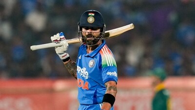 Kohli came in with 116 runs still needed, and looked in formidable touch yet again. 65* runs off just 45* deliveries, hitting 6 boundaries and 3 sixes enroute. Wrapped things up with back to back fours. (PTI) Kohli came in with 116 runs still needed, and looked in formidable touch yet again. 65* runs off just 45* deliveries, hitting 6 boundaries and 3 sixes enroute. Wrapped things up with back to back fours. (PTI)
