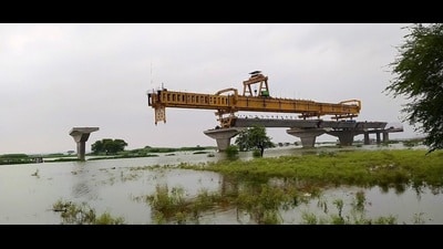 Six-lane bridge under construction in Prayagraj (HT File Photo) Six-lane bridge under construction in Prayagraj (HT File Photo)