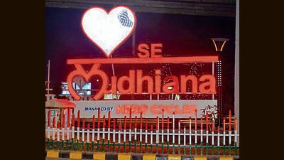 The signage at Bharat Nagar Chowk in Ludhiana on Saturday.. (Photo by ) (Manish/Hindustan Times)