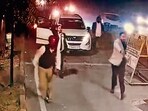 A video grab shows the accused at the toll barrier in Ladhowal, Ludhiana, on Saturday night. (HT) A video grab shows the accused at the toll barrier in Ladhowal, Ludhiana, on Saturday night. (HT)