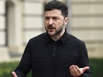 President of Ukraine Volodymyr Zelensky speaks to press before his meeting with President of Cyprus in Kyiv on December 4, 2025, amid the Russian invasion of Ukraine. 
