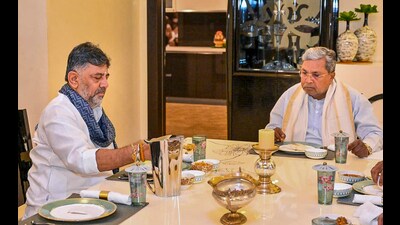 The remarks come after Shivakumar and Siddaramaiah hosted each other for breakfast at their residences. (PTI) The remarks come after Shivakumar and Siddaramaiah hosted each other for breakfast at their residences. (PTI)