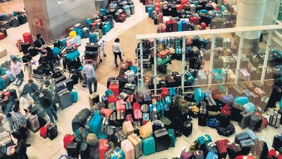 Unclaimed baggage lined up at IGI airport. (Aaditya Khatwani/HT) Unclaimed baggage lined up at IGI airport. (Aaditya Khatwani/HT)