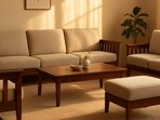 7-seater sofa set arranged for hosting to give the drawing room an inviting mood.(AI generated)