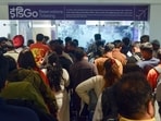 Passengers wait at Terminal 1 of the Indira Gandhi International Airport as IndiGo’s flight disruptions continue nationwide, in New Delhi.
