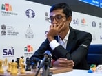 R Praggnanandhaa during a Chess World Cup game.(Eteri Kublashvili)