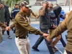 Accused in the Red Fort blast case, face covered, being produced in court in New Delhi. Accused in the Red Fort blast case, face covered, being produced in court in New Delhi.