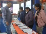 Students showcasing their projects during the India International Science Festival in Panchkula on Monday. (Sant Arora/HT) Students showcasing their projects during the India International Science Festival in Panchkula on Monday. (Sant Arora/HT)
